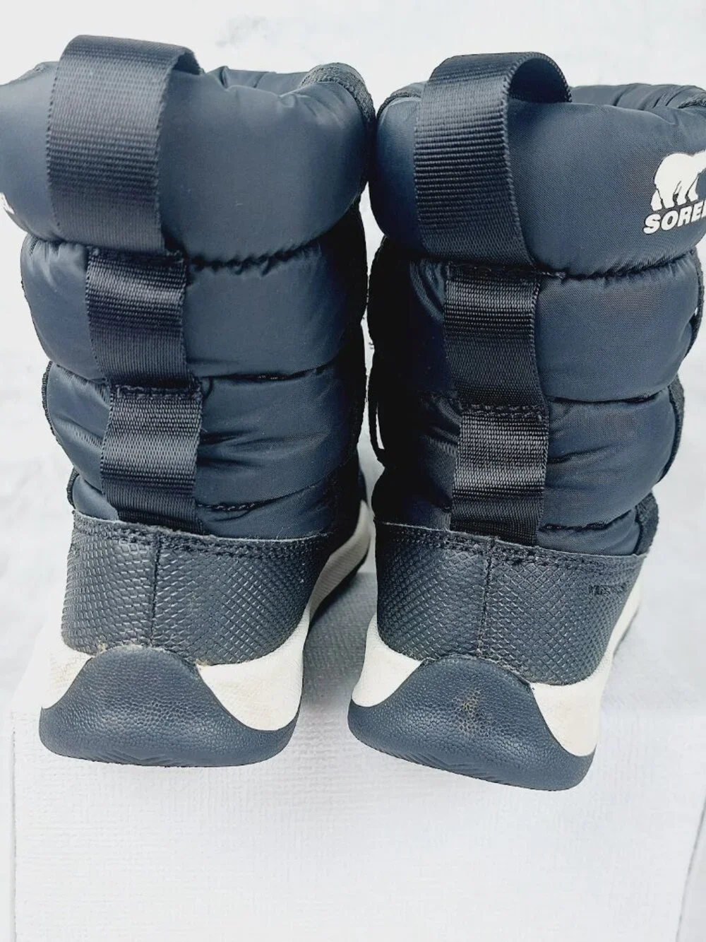 Sorel Girl's Black White Whitney II Puffy Mid-Calf Waterproof Snow Boots Size 13